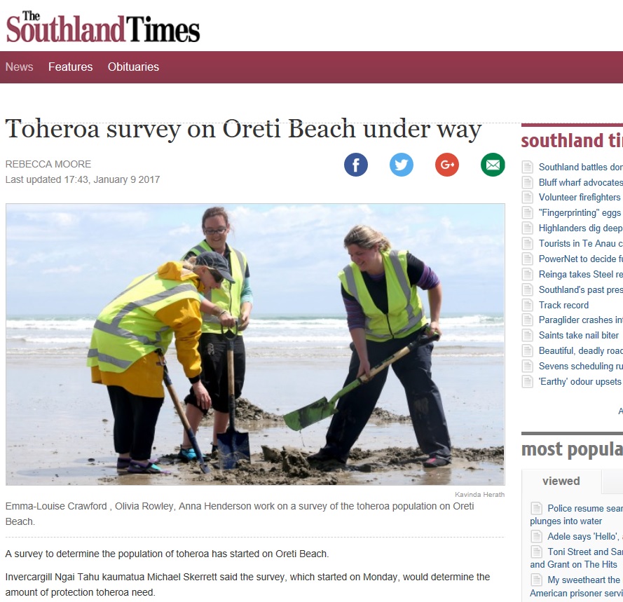 2017-01-09 Southland Times Toheroa Newspaper